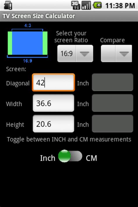 TV Screen Size Calculator na Android - Download