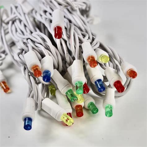 50-light 5mm Multicolor LED Christmas Lights, 4" Spacing White Wire ...