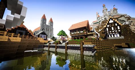 Minecraft: Medieval town with castle v 1.7.5 Maps Mod für Minecraft