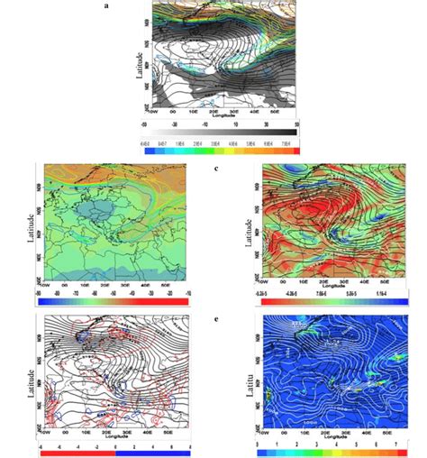 Synoptic and dynamical charts for case (1) on April 21 at 00 UTC stage ...