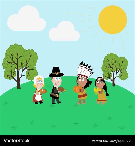 Pilgrims And Indians Wallpaper