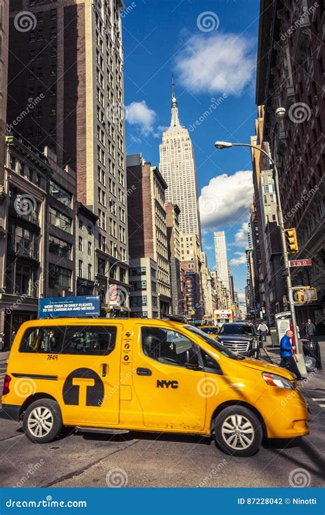 Yellow cab New York City editorial photography. Image of financial ...