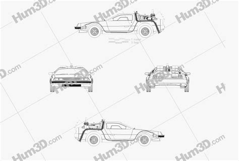 Back to the Future DeLorean car Blueprint - 3DModels.org