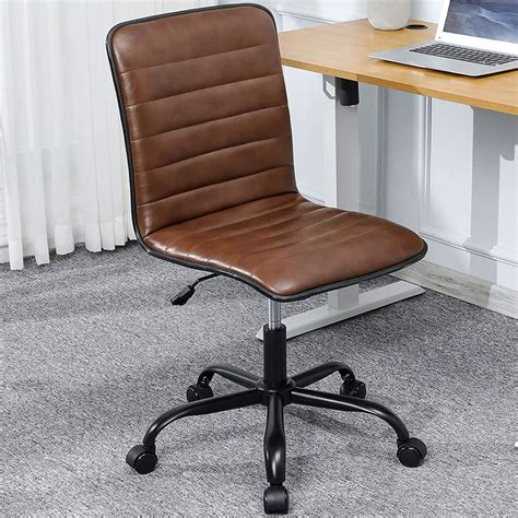 DICTAC Leather Home Office Desk Chairs Brown Office Chair armless ...