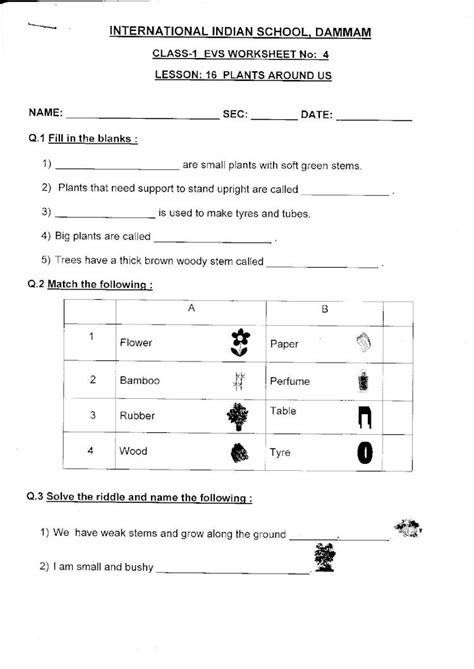 (PDF) evs - International Indian School, Dammam · CLASS -1 EVS WORKSHEET NO.5 L-15 IT'S TIME TO ...