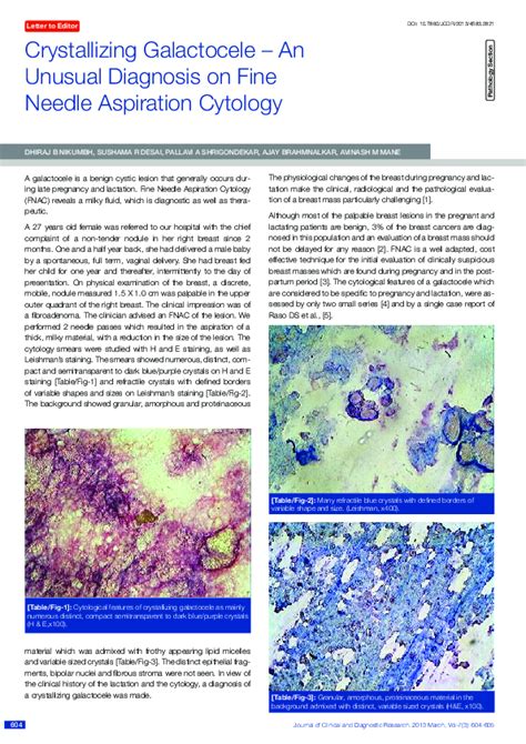 (PDF) Crystallizing Galactocele – AnUnusual Diagnosis on FineNeedle Aspiration Cytology | Dhiraj ...