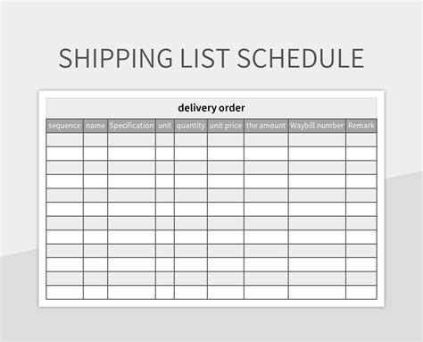 Shipping List Schedule Excel Template And Google Sheets File For Free Download - Slidesdocs