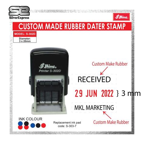 Custom Make rubber Mini dater stamp S-302D / Self Inking / Suitable for ...