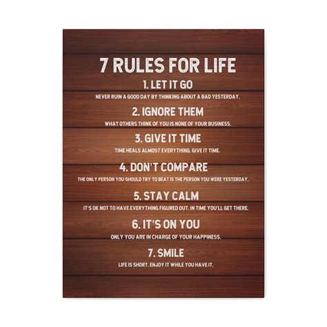 7 Rules of Life Motivational Quotes Canvas, Inspirational Quotes, 7 Life Rules Canvas Print ...