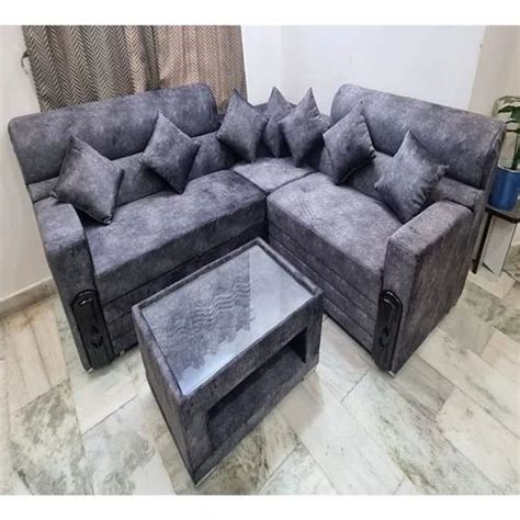 5 Seater Velvet Grey Corner Sofa Set at Rs 45000/set in Proddatur | ID ...