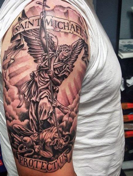 Angel Micheal Tattoos On Man's Arm … | St michael tattoo, Archangel ...