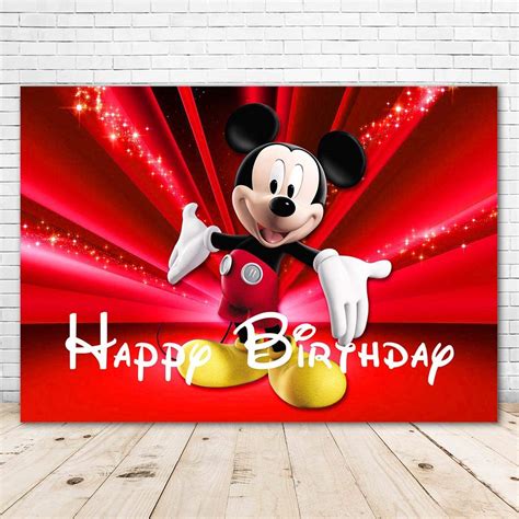 Buy Happy Birthday Mickey Mouse Theme Backdrop 7x5 Vintage Black and ...