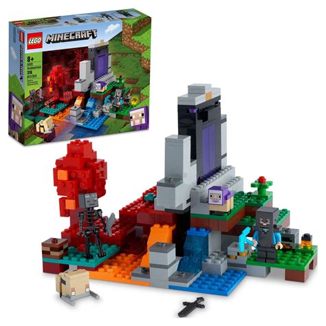 LEGO Minecraft The Ruined Portal 21172, Crafting Set with Steve ...