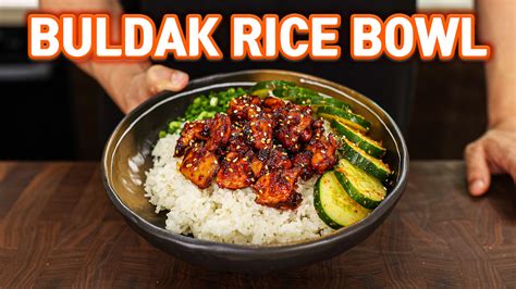 Korean Fire Chicken (Buldak) Rice Bowl - Aaron and Claire