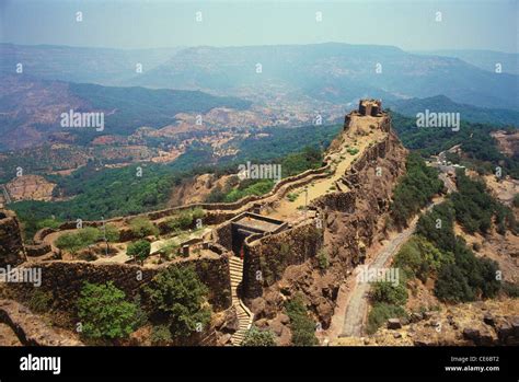 Aerial Pratapgad fort ; Pratapgad Fort ; Satara district ; Maharashtra ; India ; Asia Stock ...