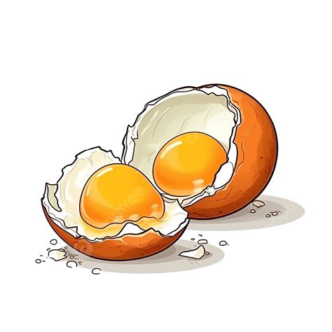 Chicken Egg Broken In Half Follows Yolk And Protein Cartoon, Art ...