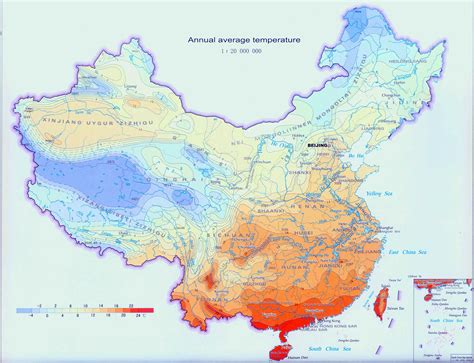 China Map - China Climate, Annual Average Temperature, Annual Weather