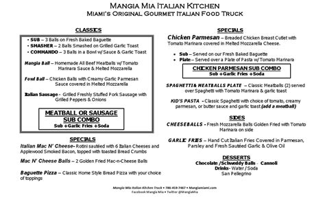 Mangia Mia Italian Kitchen Menu - Urbanspoon/Zomato