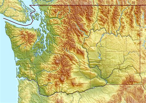 Large detailed relief map of Washington state | Vidiani.com | Maps of ...