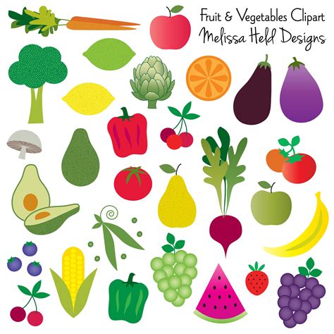 Fruits and Vegetables Digital Clipart - Etsy