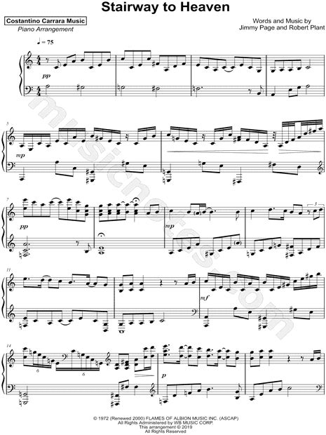 fehérje Kiábrándulás Esős piano stairway to heaven sheet music ...