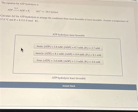 Solved The equation for ATP hydrolysis | Chegg.com