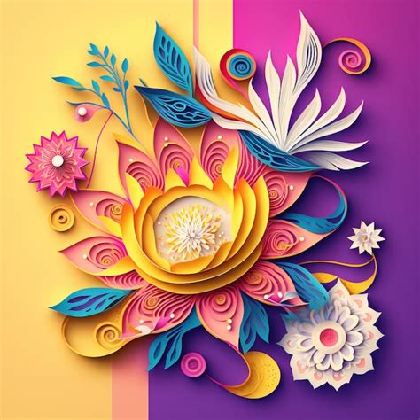 Premium AI Image | Paper art beautiful wallpapers of colorful paper flowers Generate Ai