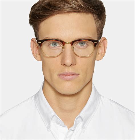 Ray-ban Clubmaster Tortoiseshell Acetate And Metal Optical Glasses in Metallic for Men | Lyst