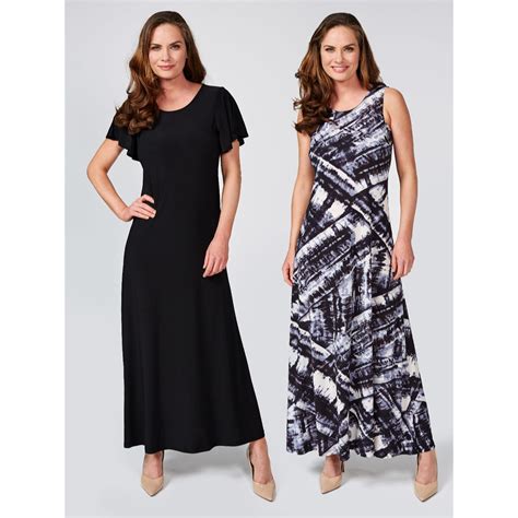 Attitudes by Renee Print & Plain Pack of 2 Maxi Dresses Regular Length - QVC UK | Petite maxi ...