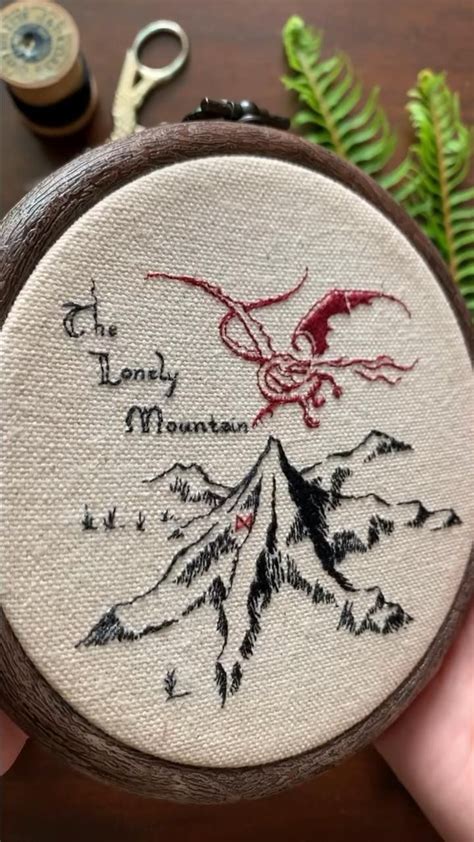 Hand-embroidered map of the Lonely Mountain [Video] | Embroidery and stitching, Embroidery, Lotr ...