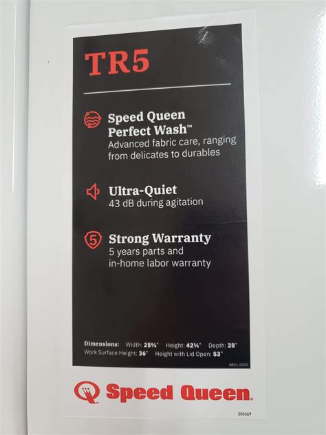 NEW Speed Queen TR5 TR5003WN Ultra-Quiet Top Load Washer with Speed Queen® Perfect Wash™ | 5 ...