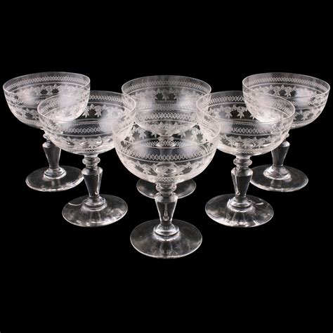 Six French Champagne Glasses Vintage Champagne Glasses, Antique Glasses ...