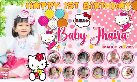 Happy 1st Birthday Hello Kitty Theme Tarpaulin Design | Hello kitty ...