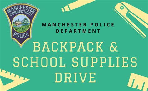 Manchester Police Department Backpack & School Supplies Drive Town of ...