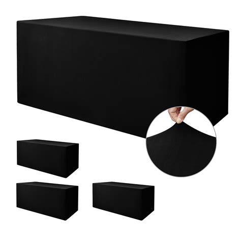 Nasitos Black Fitted Table Covers for 6 Foot Tables - 72 x 30 Inch - 4 ...