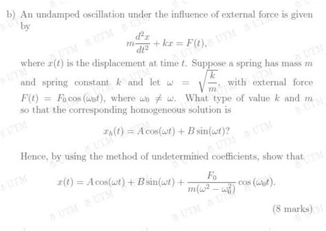 Solved b) An undamped oscillation under the influence of | Chegg.com