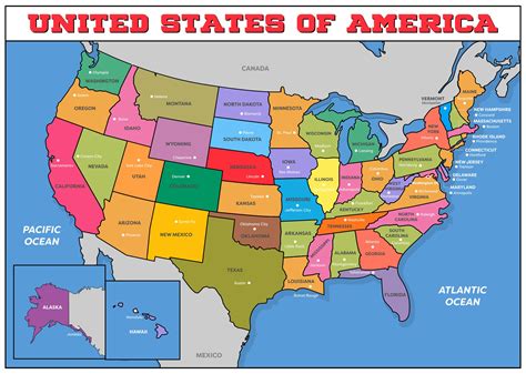 Free Printable 50 States Map With Capitals