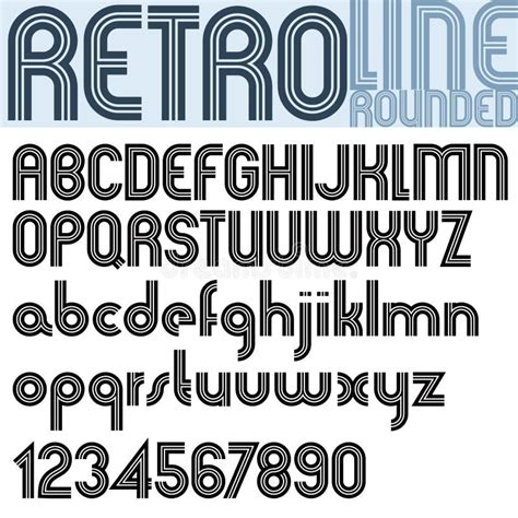 Retro Line Stylish Font, Vector Alphabet. Stock Vector - Image: 43601722