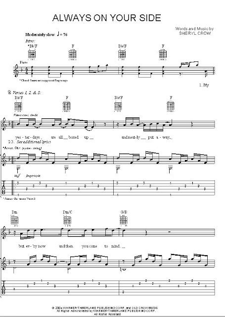 Partitura para piano de Always On Your Side de Sheryl Crow | Partituras de piano | Sheet music ...