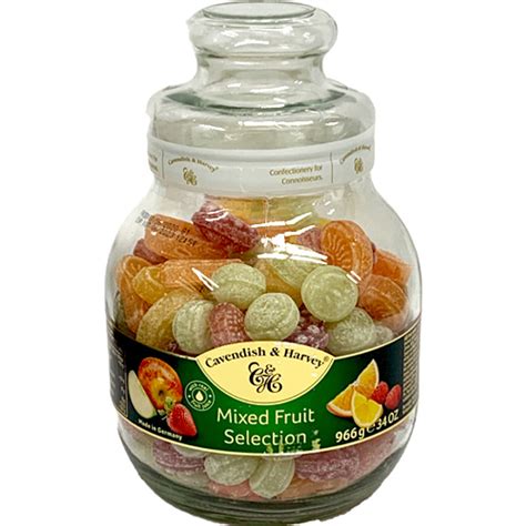 Cavendish and Harvey Mixed Fruit Selection Hard Candies in Large Glass Jar, 34 oz - The Taste of ...