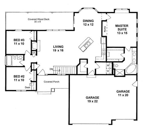 Ranch Home - 3 Bedrms, 2 Baths - 1500 Sq Ft - Plan #103-1148