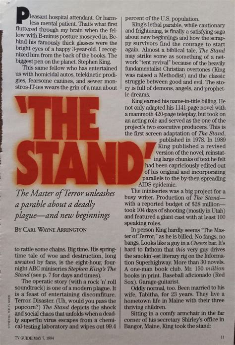 TV Guide article about The Stand miniseries (1994) : r/stephenking