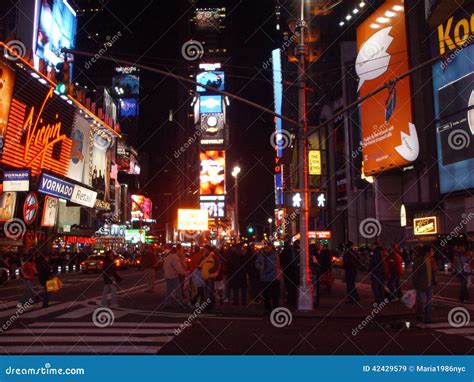 Times Square at Night. editorial stock image. Image of square - 42429579