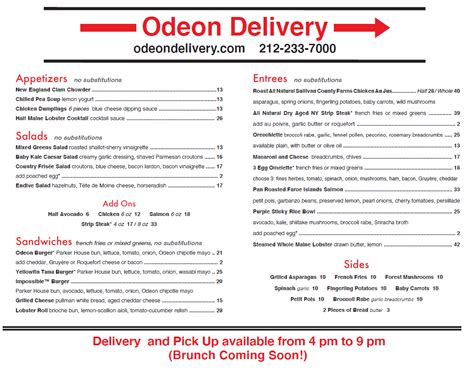 Tribeca Citizen | The Odeon starts delivery and takeout today!