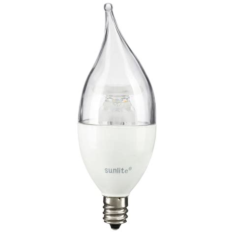 Sunlite LED Flame Tip Chandelier 7W (60W Equivalent) Light Bulbs, Cand ...