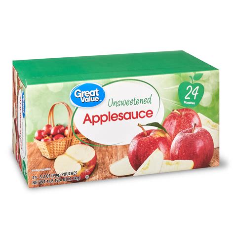 Great Value Applesauce Pouches, Unsweetened, 3.2 oz, 24 Count - Walmart.com - Walmart.com