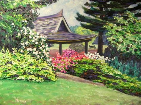 Japanese Garden Painting at PaintingValley.com | Explore collection of Japanese Garden Painting