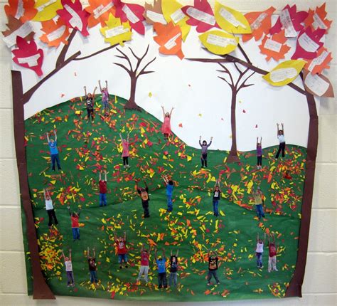 "Playing in the Leaves!" Sweet Fall Bulletin Board Idea | Fall bulletin ...