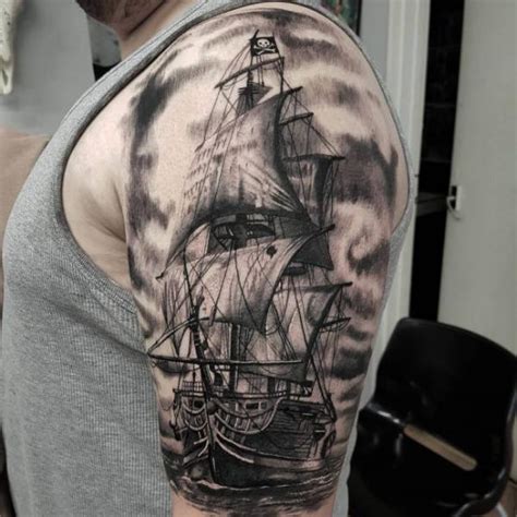 Pirate Ship Tattoo Drawing