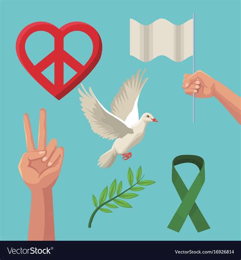 Color poster icons peace and love symbols Vector Image